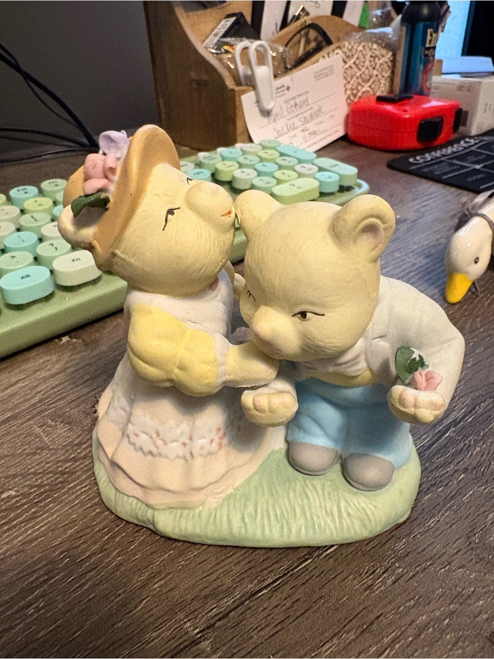 Hand-Painted Pastel Bear Couple Figurine - Home Accents